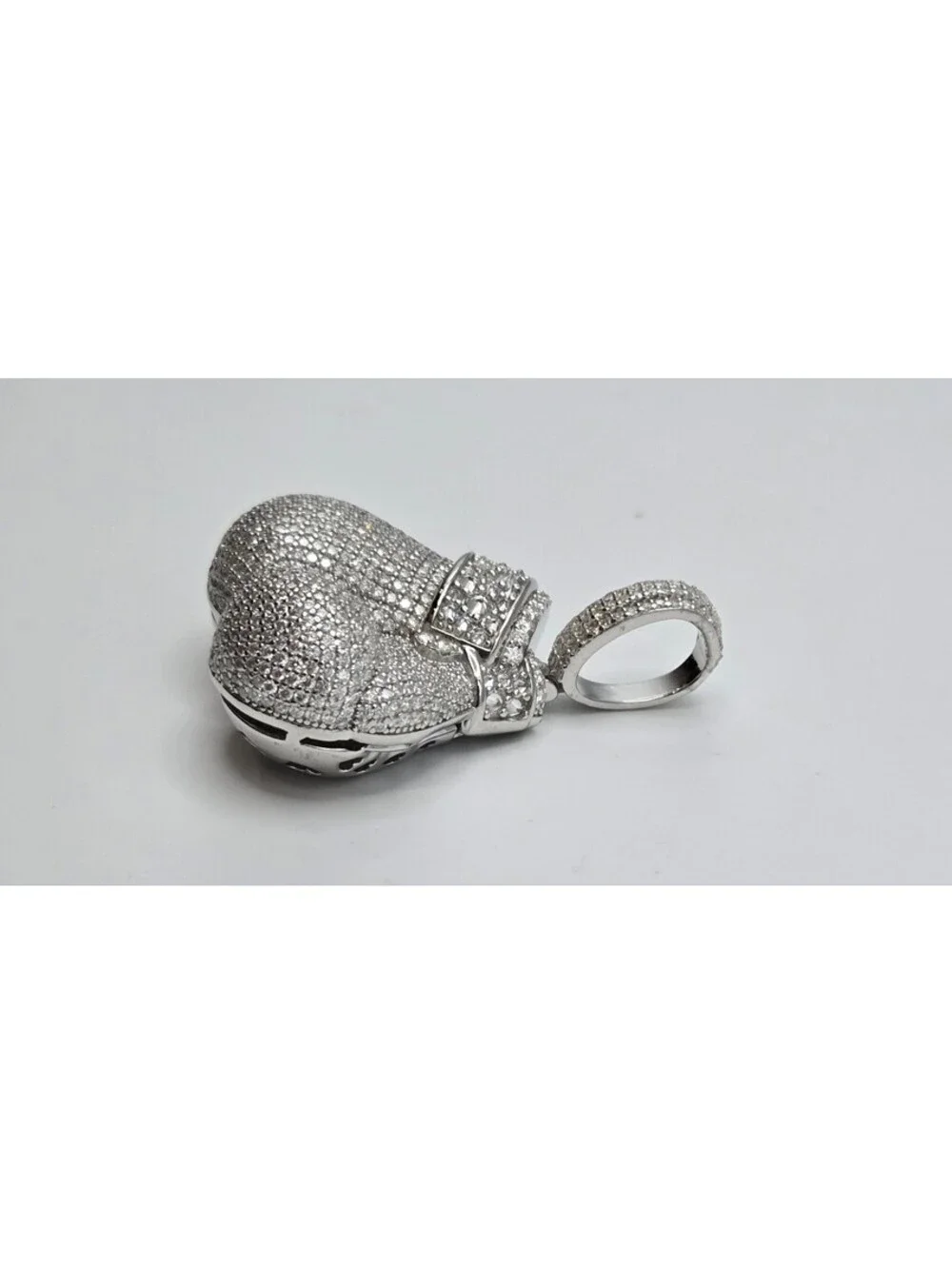 NEW Solid 925 Sterling Silver Boxing Gloves Pendant 8.0CTW VVS1 Moissanite Iced